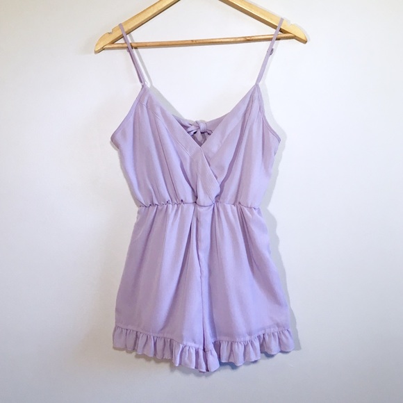 Bluenotes Pants - Lilac Romper with Ruffle Trim Shorts & Bow Detail